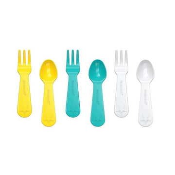 Lunch Punch Mini Spoon and Mini Fork - 3 Sets - Yellow/Mint 