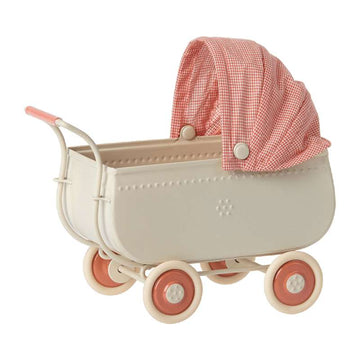 Maileg Vintage Stroller with Bedding - Miniature - Coral 