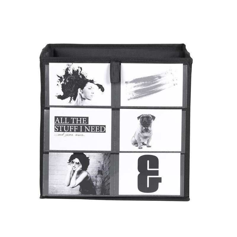 Box for room divider - Black with photo pockets 