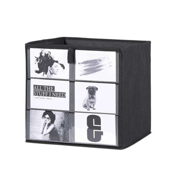 Box for room divider - Black with photo pockets 