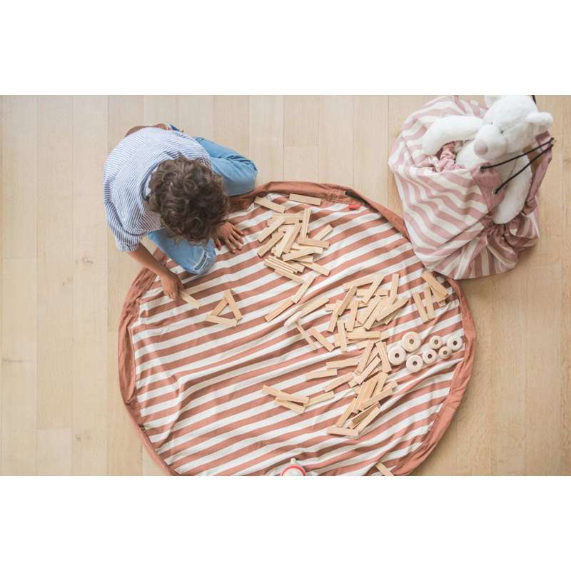 Play & Go Tapis de rangement 2-en-1 / Tapis de jeu - Rayures Marron 