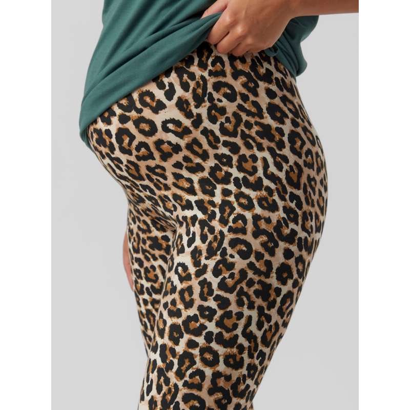 Mamalicious MLSANNI Leggings de gravide - 2-pachet - Negru/Leopard 