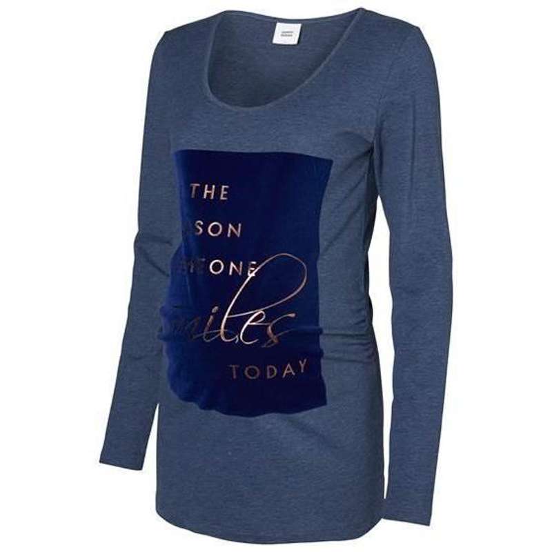 Mamalicious Nima Jersey top with Long Sleeves - Blue 