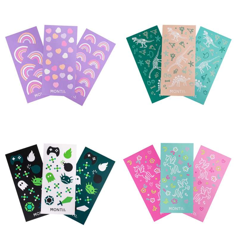 MontiiCo Waterdichte Stickers voor Lunchdozen en Drinkflessen - Rainbow Roller 