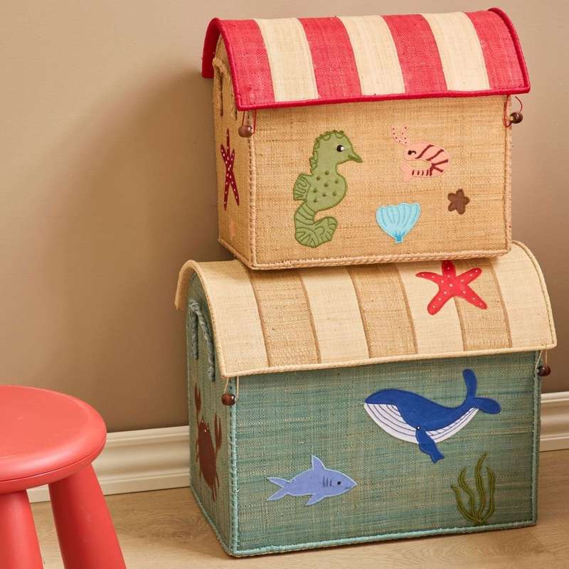 RICE Raffia Storage House - Ocean - Small 