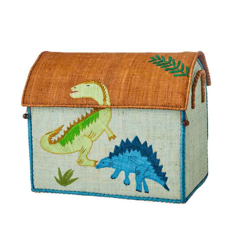 RICE Maison de rangement en raffia - Dinosaur - Moyen 