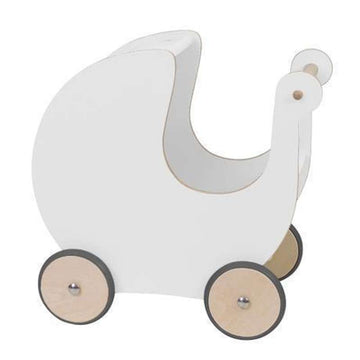 Sebra Doll stroller in wood - White 