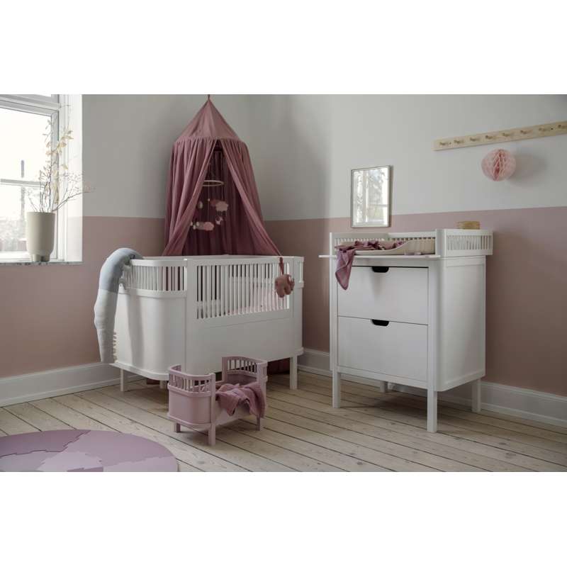 Sebra Patul și Masa de Schimbat cu Accesorii - Alb Clasic - Pachet Deluxe 4 