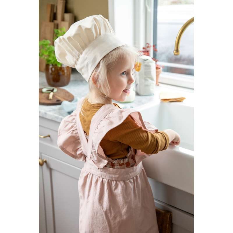 Sebra Children's apron with chef hat - Dusty Pink/Classic White 