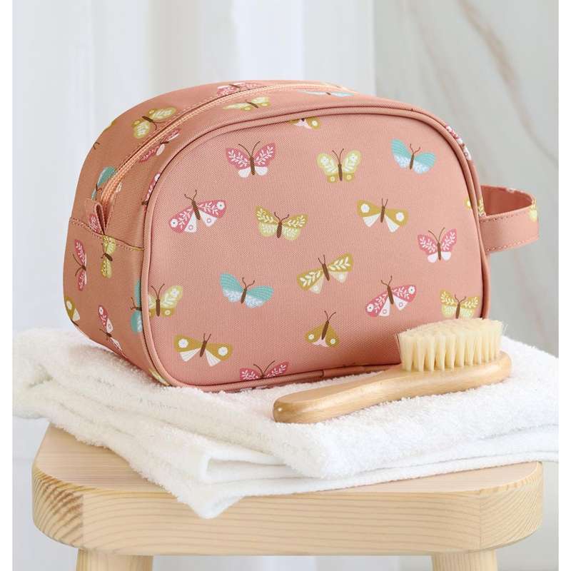 A Little Lovely Company Toiletry bag - Butterflies - Rosa 