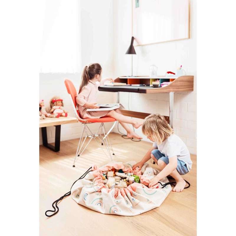Play & Go Tapis de rangement 2-en-1 / Tapis de jeu - Arc-en-ciel 