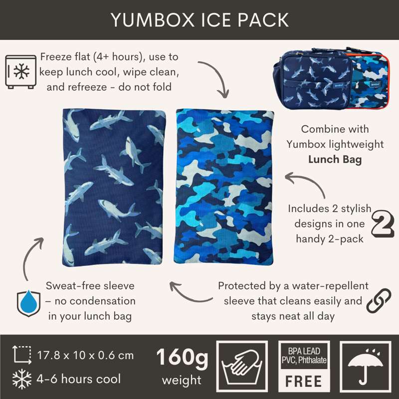 Yumbox Ice Pack Duo - Ice Packs - Shark & Camo