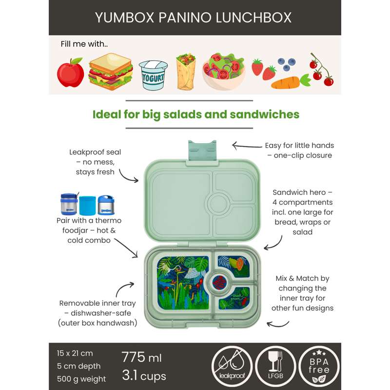 Yumbox eväsrasia - Panino - 4 lokeroa - Power Pink/Swan