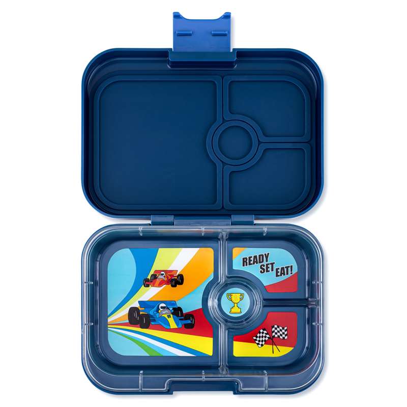 Yumbox Caixa de almoço - Panino - 4 compartimentos - Monte Carlo Azul/Carros de Corrida 