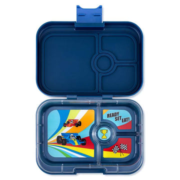 Yumbox Κουτί φαγητού - Πανίνι - 4 θάλαμοι - Μόντε Κάρλο Μπλε/Αυτοκίνητα αγώνων 