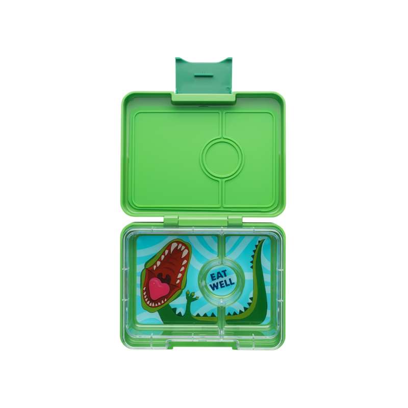 Yumbox Contenitore per il pranzo - Minisnack - 3 scomparti - Giurassico Verde/Dinosauro 