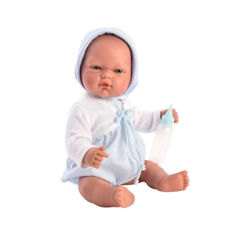 Asi Oli Baby Doll - Patterned Light Blue Suit, Cardigan and Bonnet (30 cm.)