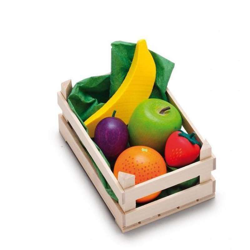 Erzi play food: fruit in wooden box, small