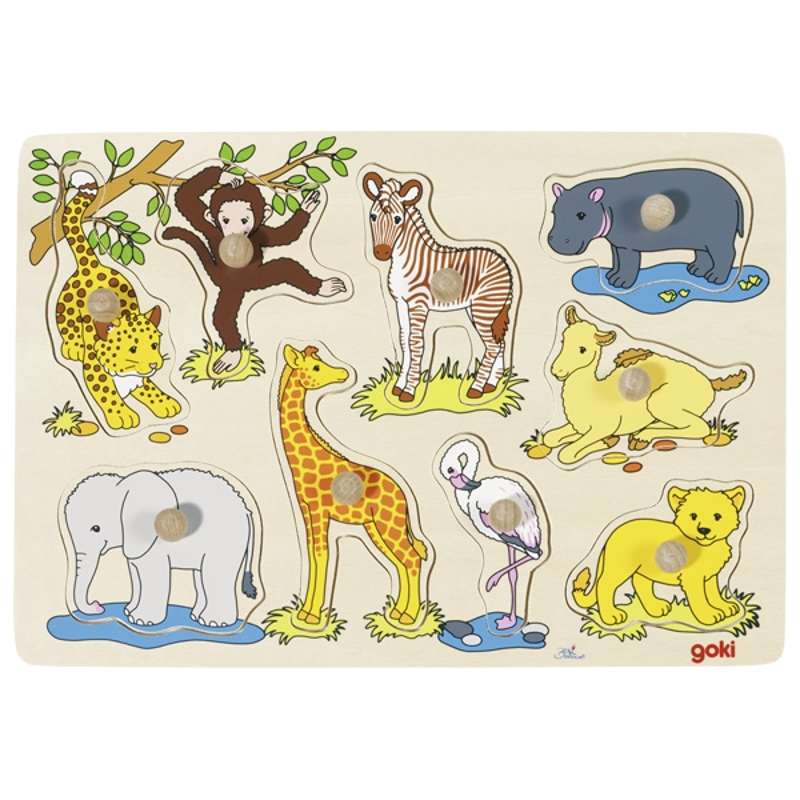 Goki Lift out puzzle - African baby animals