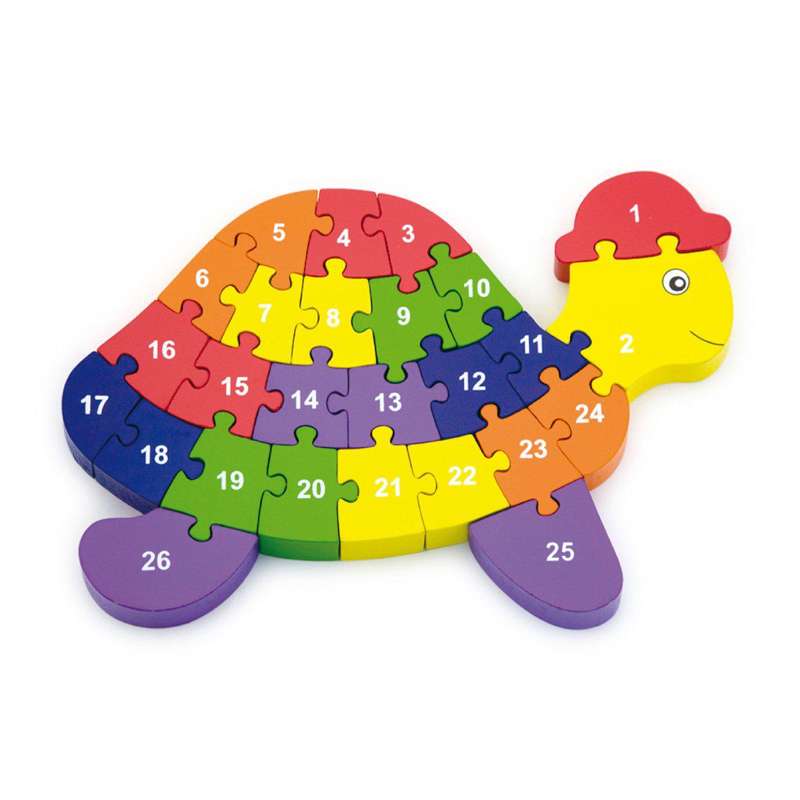 Kid'oh 3D wooden puzzle with letters and numbers - Turtle