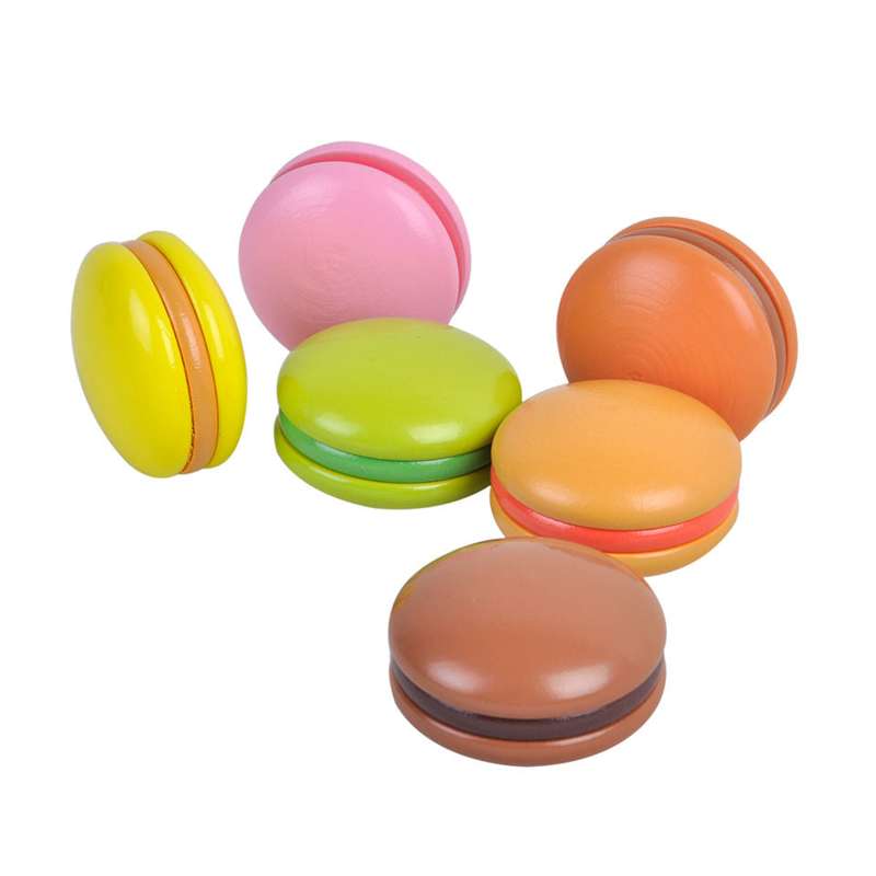 MaMaMeMo Wooden Play Food - 6 macarons in a box