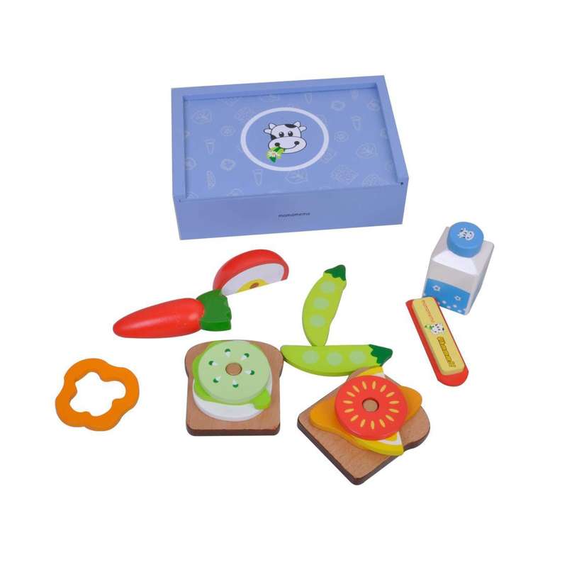 MaMaMeMo Wooden Play Food - Lunchbox with Accessories (blue)