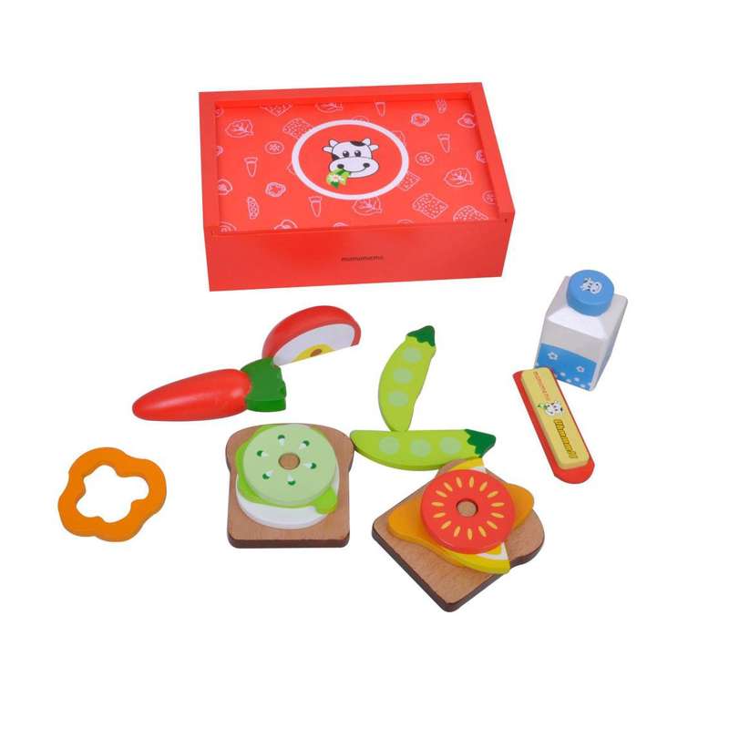 MaMaMeMo Wooden Play Food - Lunchbox with Accessories (red)
