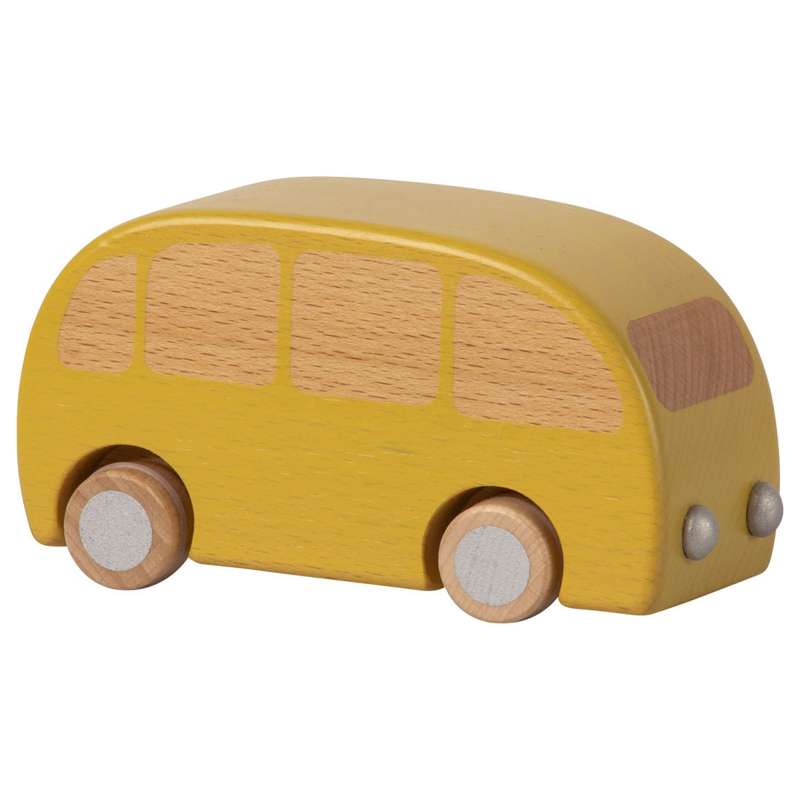 Maileg Toy Bus in Solid Wood - Yellow (12 cm)