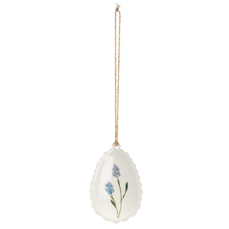 Maileg Easter Egg - Hanging with Wavy Edge - Blue (6 cm.)