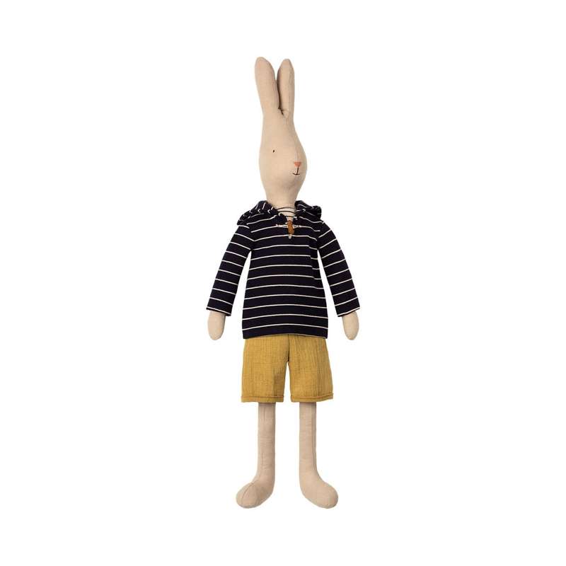 Maileg Size 5 Rabbit - Blue sailor sweater and curry shorts (78 cm.)