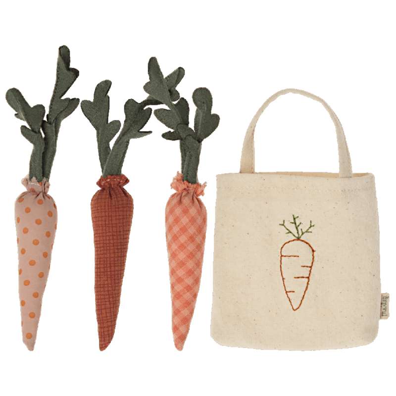 Maileg Bag with 3 Carrots (8 cm.)
