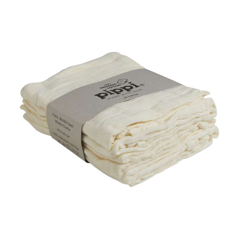 Pippi Diaper Organic Cloth Muslin (4-pack) - Marshmallow White