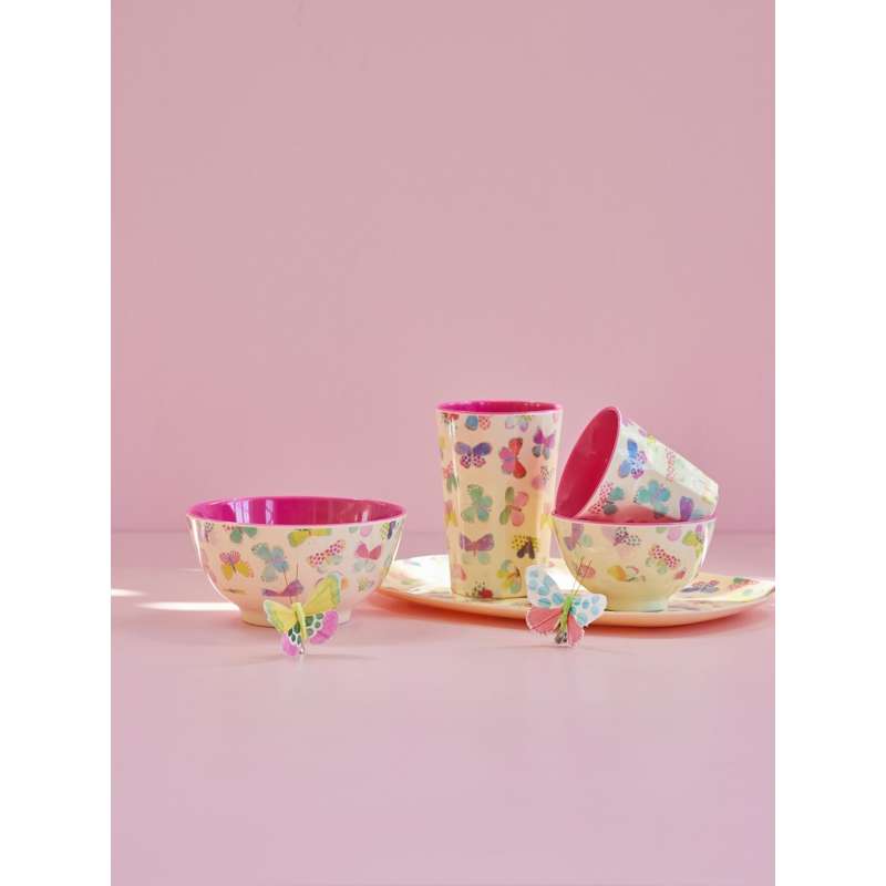RICE Taza - Mediana - Mariposa - Rosa 