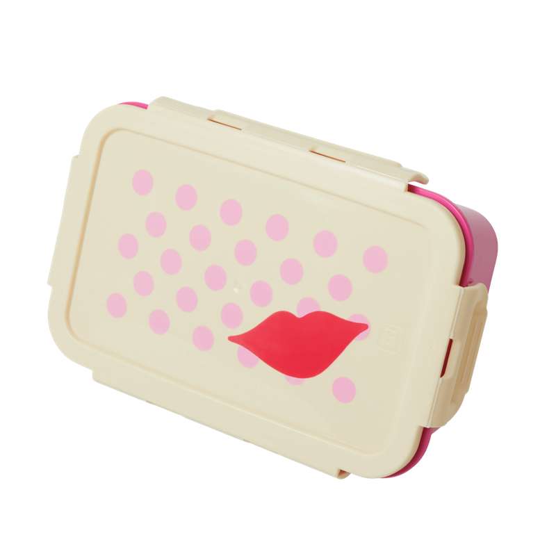 RICE Boîte à lunch avec 3 compartiments amovibles - Kiss Print - Fuchsia 
