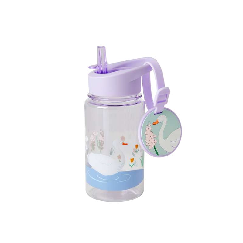 RICE Trinkflasche mit Strohhalmfunktion - 450 ml. - Swan - Lila 