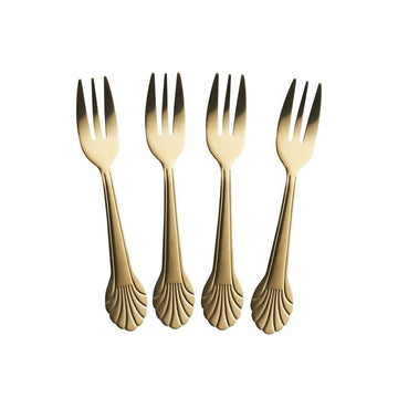 RICE Cake forks - 4-pack - Rustproof Steel - Gold-colored 