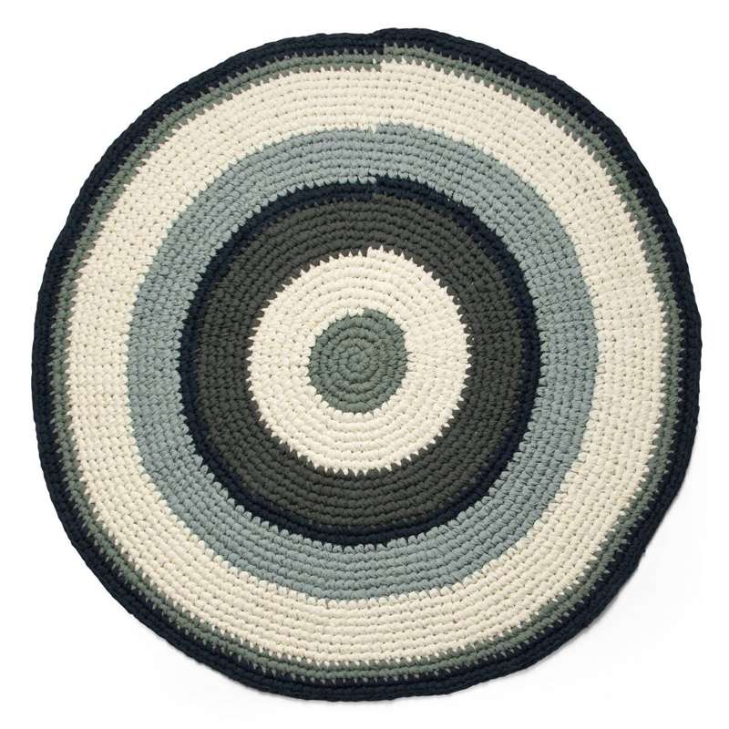 Sebra Crochet floor mat, hazy blue