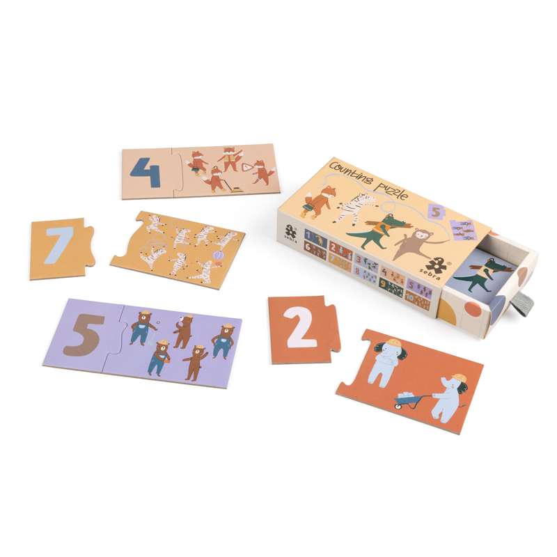 Sebra Counting puzzle - 1-10 - Toes/Builders - FSC™️Mix