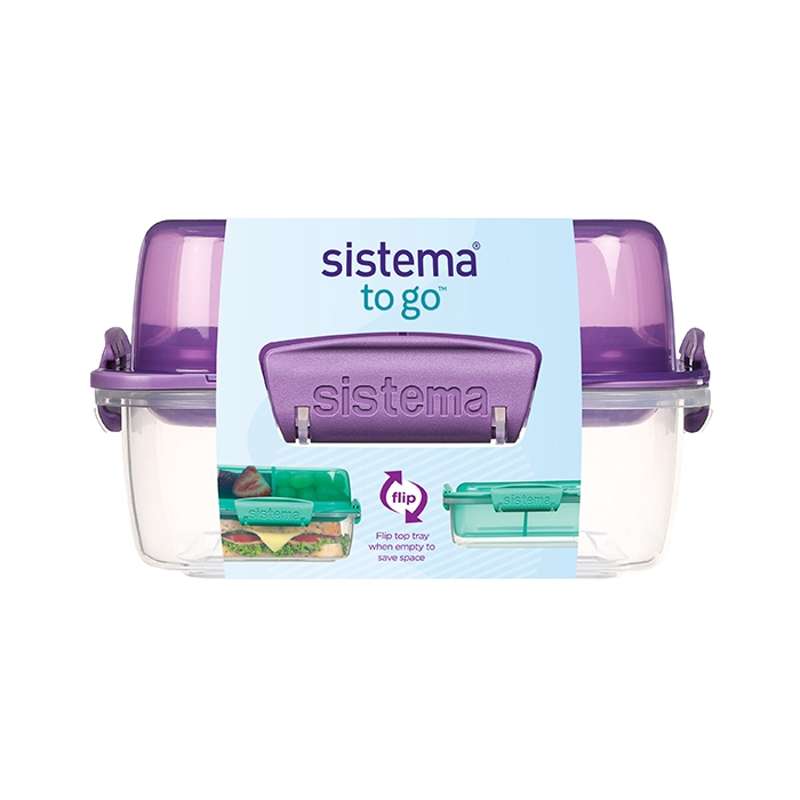 Sistema Lunch Box - Lunch Stack - Foldable and Compartmentalized - 1.24L - Misty Purple